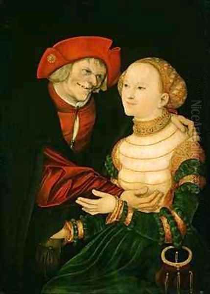 The Ill Matched Couple Oil Painting by Lucas The Elder Cranach