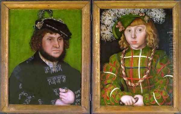 Diptych Two Electors of Saxony Oil Painting by Lucas The Elder Cranach