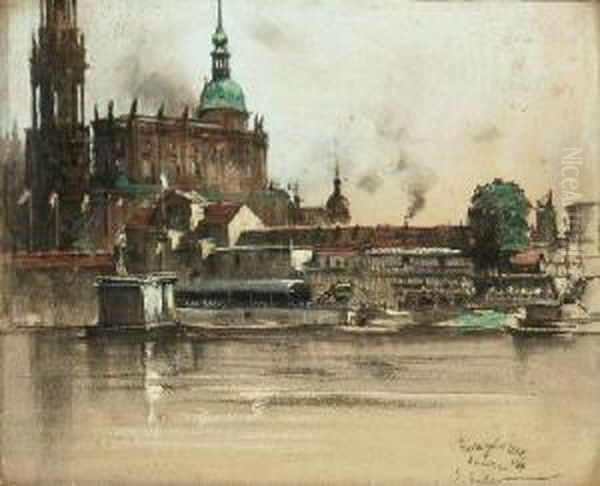 Dresden Oil Painting by Georg O. Erler