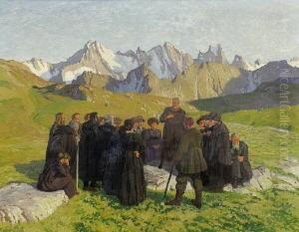 Hirtenpredigt. Oil Painting by Erich Erler-Samaden