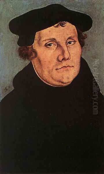 Portraits of Martin Luther and Catherine Bore 1529 2 Oil Painting by Lucas The Elder Cranach