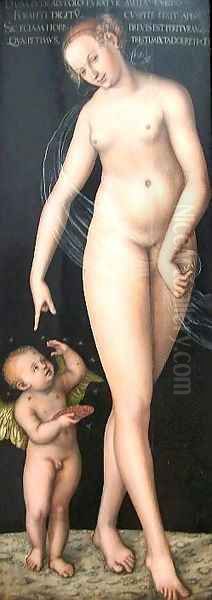 Venus with Cupid as a Honey Thief Oil Painting by Lucas The Elder Cranach