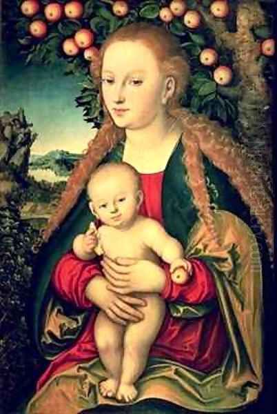 Virgin and Child under an Apple Tree Oil Painting by Lucas The Elder Cranach