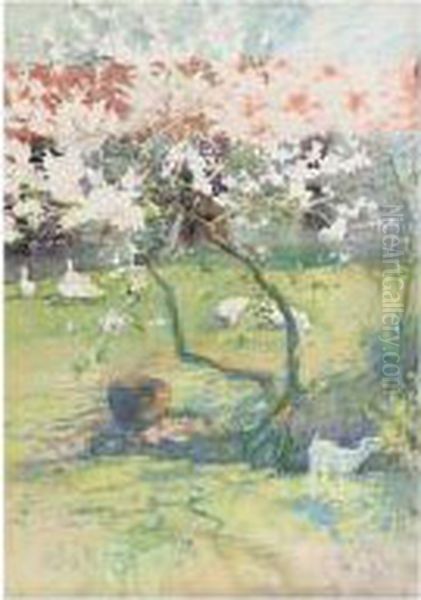 The Orchard Oil Painting by Edward Frederick Ertz