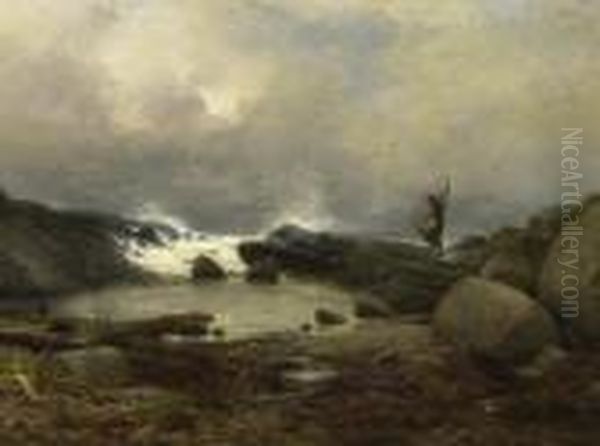 Stormy Day On The Coast Oil Painting by Hermann Eschke