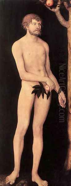 Adam and Eve 1531 2 Oil Painting by Lucas The Elder Cranach