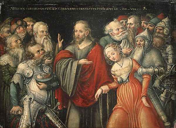 Christ and the Adulteress mid 1540s Oil Painting by Lucas The Elder Cranach