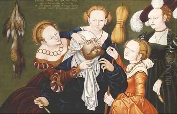 Hercules at the Court of Omphale Oil Painting by Lucas The Elder Cranach