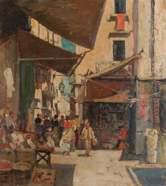 Il Mercato Oil Painting by Cesare Esposito