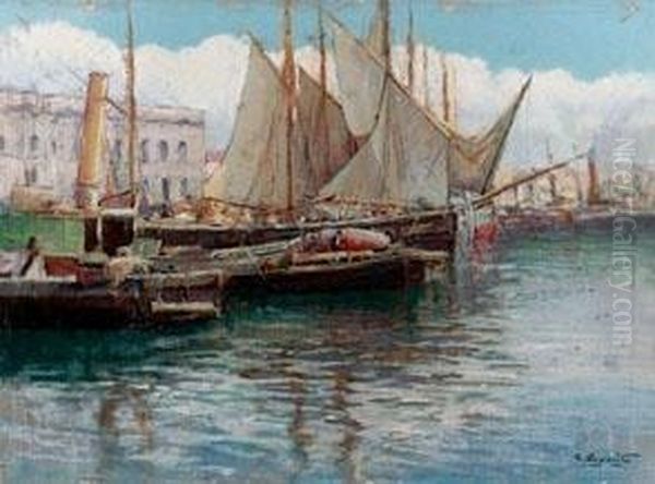 Veduta Del Porto Di Genova Oil Painting by Cesare Esposito