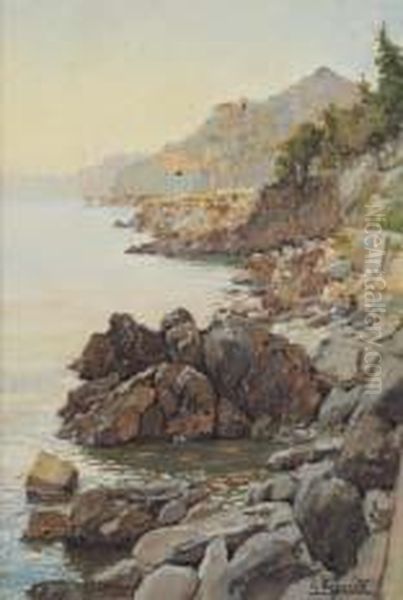 Scogliera A Santa Margherita Ligure Oil Painting by Cesare Esposito