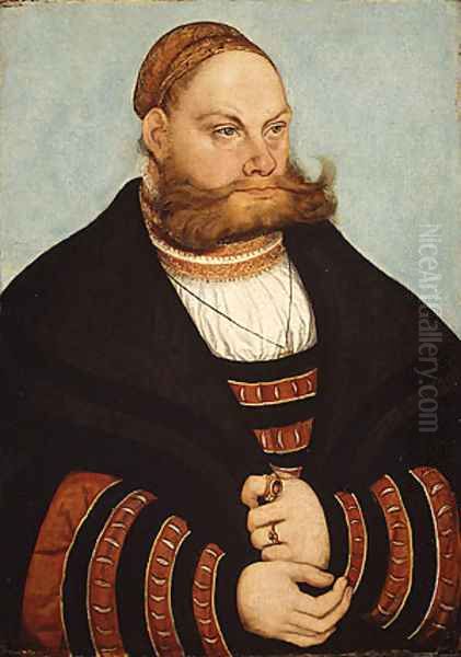 Portrait of a Man with a Gold Embroidered Cap 1532 Oil Painting by Lucas The Elder Cranach