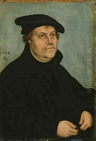 Portrait of Martin Luther at the age of 50 Oil Painting by Lucas The Elder Cranach