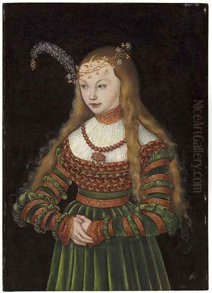 Portrait of Princess Sybille of Cleves, Wife of Johann Friedrich the Magnanimous of Saxony Oil Painting by Lucas The Elder Cranach