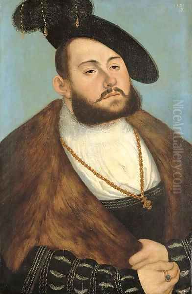 Portrait of the Elector John Frederick the Magnanimous of Saxony (1503-1554), half-length Oil Painting by Lucas The Elder Cranach