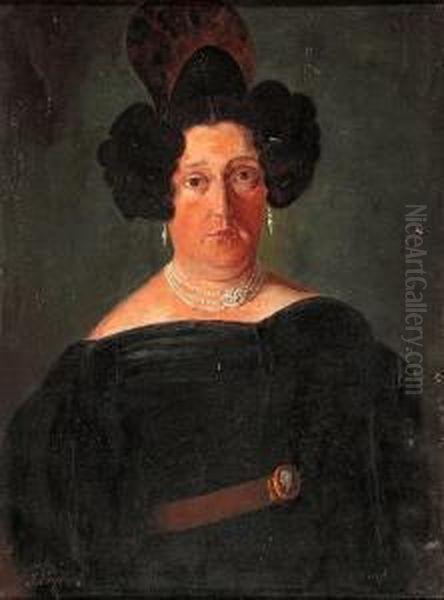 Retrato Femenino Oil Painting by Antonio Maria Esquivel Y Suarez De Urbina