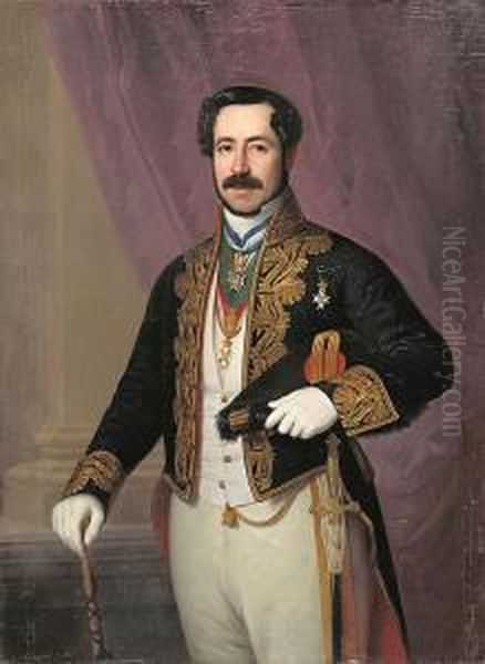 Retrato De Un Diplomatico Oil Painting by Antonio Maria Esquivel Y Suarez De Urbina