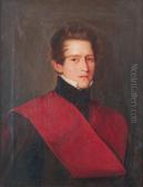 Retrato De Caballero Con Banda Oil Painting by Antonio Maria Esquivel Y Suarez De Urbina