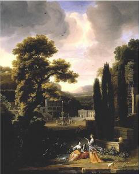 Classical Landscape With Figures Oil Painting by Jacob Esselens