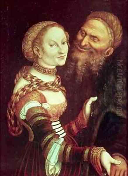 The Ill Matched Lovers Oil Painting by Lucas The Elder Cranach