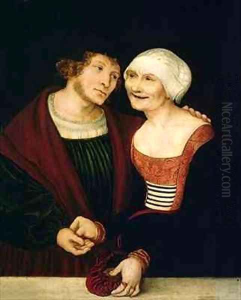 The Infatuated Old Woman Oil Painting by Lucas The Elder Cranach