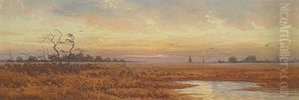 Marsh Atsunset Oil Painting by George Emerick Essig