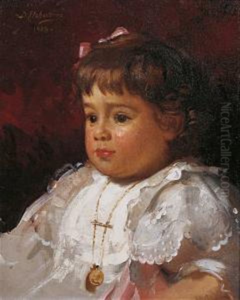 Portrait De Petite Fille Oil Painting by Denis Etcheverry