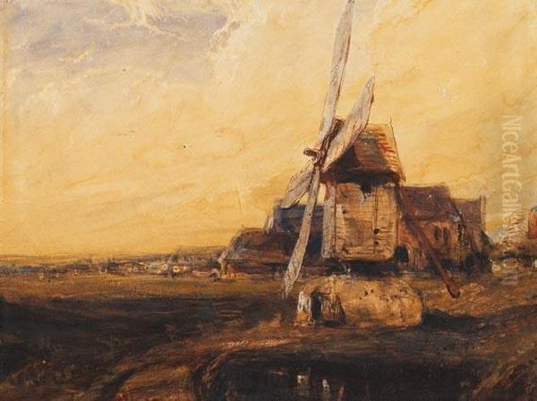 Alte Windmuhle Oil Painting by Eugene Isabey