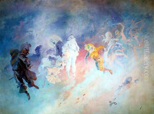 Pantomime, from the Salon Cheret Oil Painting by Jules Cheret