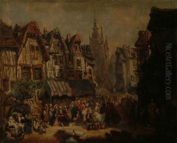 Ville Normande Oil Painting by Eugene Isabey