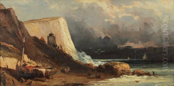 Phare En Bord De Mer Oil Painting by Eugene Isabey