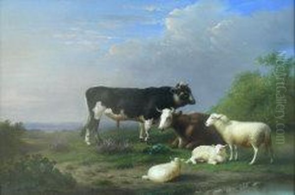 In The Meadows Oil Painting by Eugene Verboeckhoven