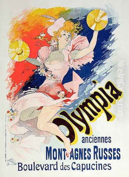 Poster advertising 'Olympia', Boulevard des Capucines, 1892 Oil Painting by Jules Cheret