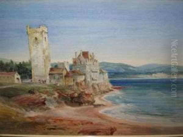 Chateau La Naponile And Mimosa Trees Oil Painting by Bernard Walter Evans