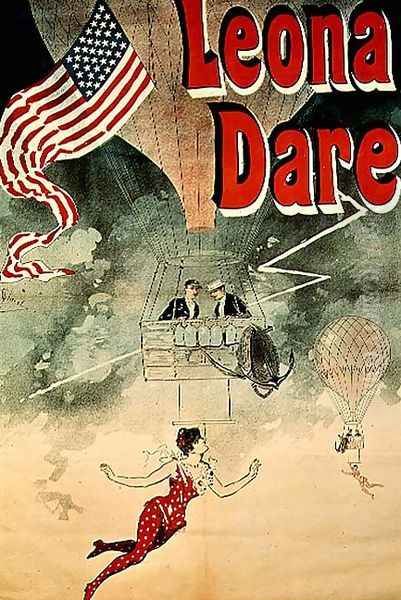 Ballooning: `Leona Dare' poster, 1890 Oil Painting by Jules Cheret