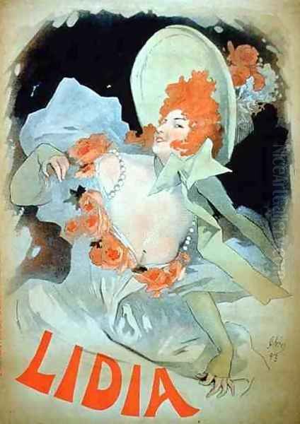 Reproduction of a poster advertising 'Lidia', at the Alcazar d'Ete, 1895 Oil Painting by Jules Cheret