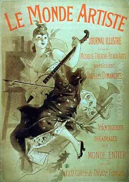 Advertisement for the Illustrated Journal, 'Le Monde Artiste' Oil Painting by Jules Cheret