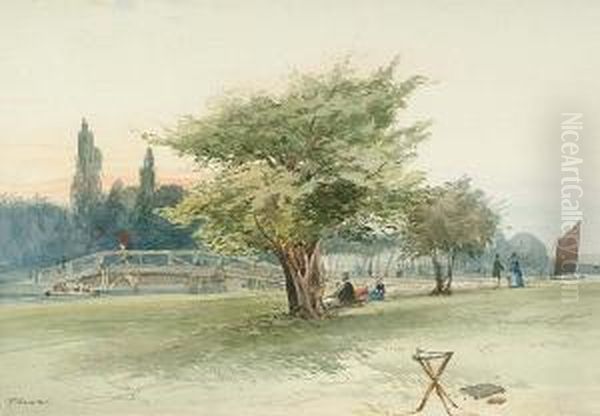 On The Brocas, Eton Oil Painting by William of Eton Evans