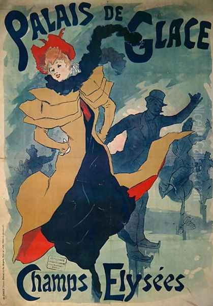 Poster advertising the Palais de Glace on the Champs Elysees Oil Painting by Jules Cheret