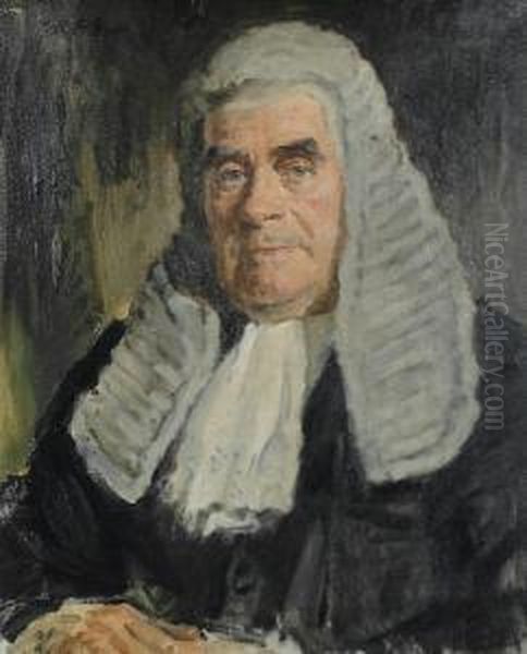 A Half Length Portrait Of A Black Robed Barrister Oil Painting by Reginald Grenville Eves