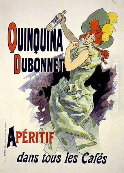 Reproduction of a poster advertising 'Quinquina Dubonnet', 1895 Oil Painting by Jules Cheret