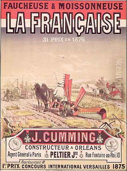 Poster advertising 'La Francaise, Reaper and Mower', made by J. Cumming of Orleans, 1876 Oil Painting by Jules Cheret