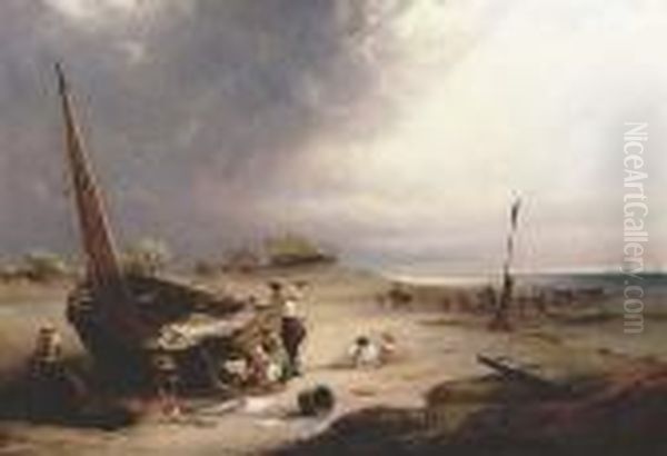 View Of The East Coast, Near Yarmouth Oil Painting by John H. Wilson