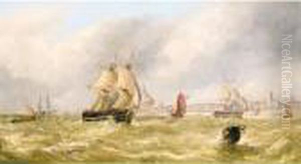 A Fresh Breeze Off Portsmouth Harbour Oil Painting by John H. Wilson