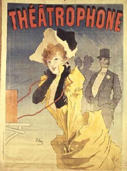 Poster Advertising the 'Theatrophone' Oil Painting by Jules Cheret