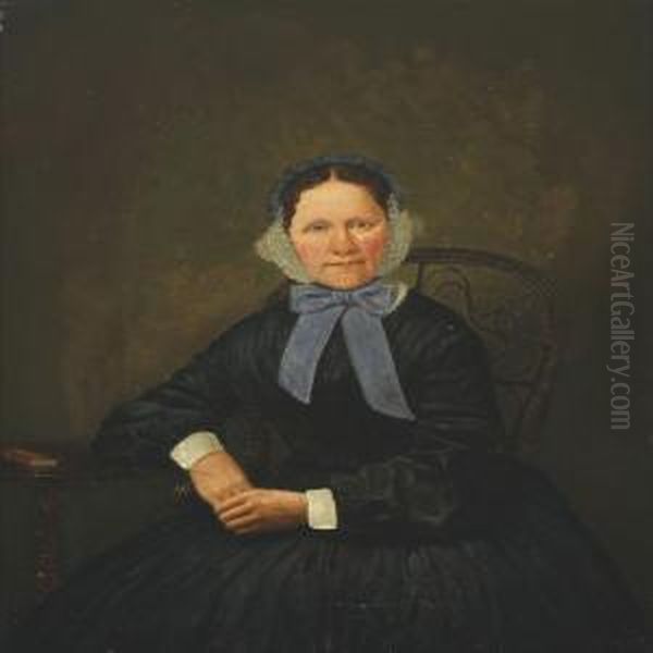 Portrait Of Lady In A Black Dress Oil Painting by Julius Exner