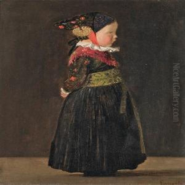 Portrait Of A Girl Innational Costume Oil Painting by Julius Exner