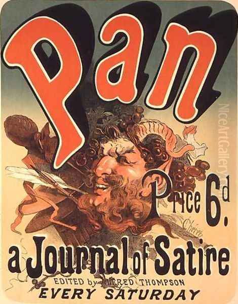 Reproduction of a poster advertising 'Pan', a journal of satire Oil Painting by Jules Cheret