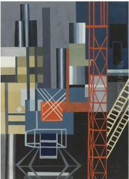 Constructivist Stage Design Oil Painting by Alexandra Alexandrovna Exter