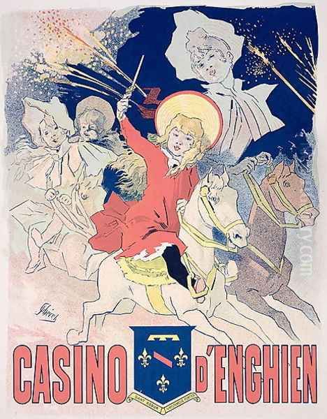 Reproduction of a poster advertising the 'Casino d'Enghien', 1890 Oil Painting by Jules Cheret